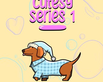 Sleepy Dachshund Sticker | Pajama Weenie Dog, Waterproof Vinyl