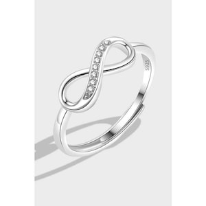 Minimalist Sterling Silver Infinity Ring, Girls Womens Infinity Ring, Sleek Elegant Infinity Symbol Sign Ring, Womens Statement Ring
