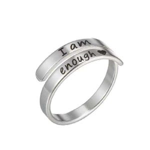 Jag är tillräckligt-ring 925 sterlingsilver | Inspirerande justerbar ring | Gåva med självkärlek