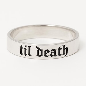 „Bis dass der Tod uns scheidet“-Ring – Ehering aus 925er Sterlingsilber, gotischer Ehering, personalisiertes Verlobungsgeschenk für Paare, Unisex-Ring, Heiratsantragsring
