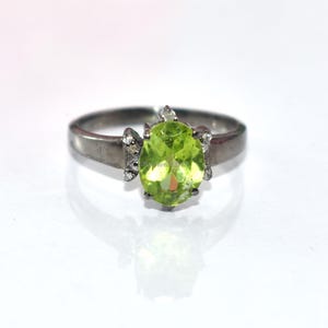 Natural Peridot 925 Sterling Silver Ring For Women - Dainty Wedding  Gift - Diamond Ring For Anniversary - Victorian Style Ring For Mom