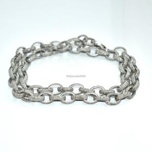 925 Sterling Silver Byzantine Chain Necklace for Men, Heavy Oxidized Square King Necklace, Perfect Gift for Him