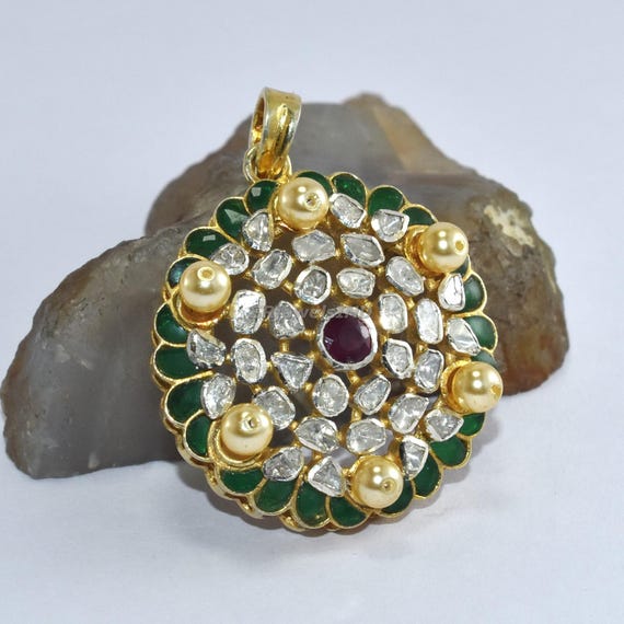 ROKUZAN ルビー パール ブローチ ペンダントトップ (チェーンなし