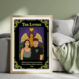 Retrato de Tarot personalizado: impresión digital personalizada de cartas del Tarot • Agregar nombre y mensaje • ¡Los amantes, El Loco o cualquier Tarot de su elección!