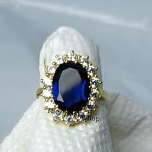 Vintage Art Deco Blå Safir Vigselring Halo: Ovala Handgjorda Smycken i Sterling Silver