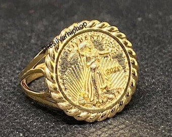 Queen Elizabeth Coin Ring, Sterling Silver Signet, Vintage Statement