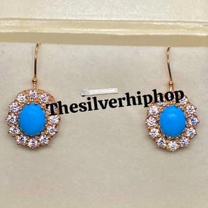 Vinatge Turquoise ,14k Rose Gold Finish ,  Victorian Pear Earring ,Turquoise Dangle Earrings Jewelry Gift for Her, Handmade Jewellery