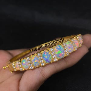Beautiful Vintage Fire Opal Bangle Bracelet 14k Yellow Gold Plated,Perfect For Weddings or as a Bride Gift,Opal JewelryOpal, christmas gift