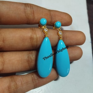 Victorian Turquoise Earring ,Turquoise Earring Engagement Gift For Her,sterling silver Gems ,Art Deco,Unique Women, Bridal Earring ,Handmade