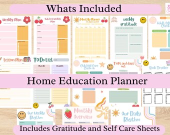 Home Edukationsplaner - Home Ed - Homeschool - Mit Wochen und Monatlichen Zeitplänen - Selbstfürsorge und Dankbarkeit - Tagebuch - 25/26 - Digitaler Download