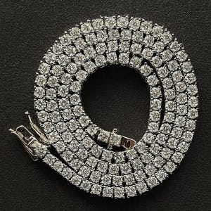 Zertifizierte Moissanit Halskette, 3 MM Moissanit Tennis Halskette, 925 Sterling Silber VVS Moissanite Synthetischer Diamant Halskette Schmuck Geschenk