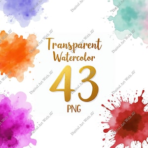 43 Salpicaduras de acuarela PNG Salpicaduras de pintura Clipart Tinta de alcohol Clipart Abstracto PNG, Uso comercial, Descarga instantánea para scrapbooking