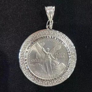 14K White Gold Plated in Sterling Silver CENTENARIO Mexican Shape Charm Pendant