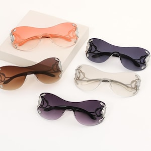 Y2K Rimless Sunglasses for Women – Gradient Lens Luxury Shades – Metal Frame Street Style Eyewear