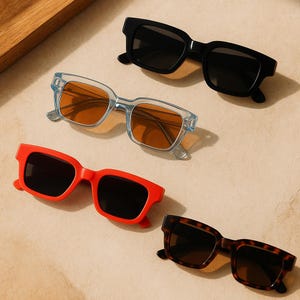 Vintage Rectangular Sunglasses – Unisex UV400 Shades | Retro Fashion Eyewear for Men & Women | Bold and Trendy Design