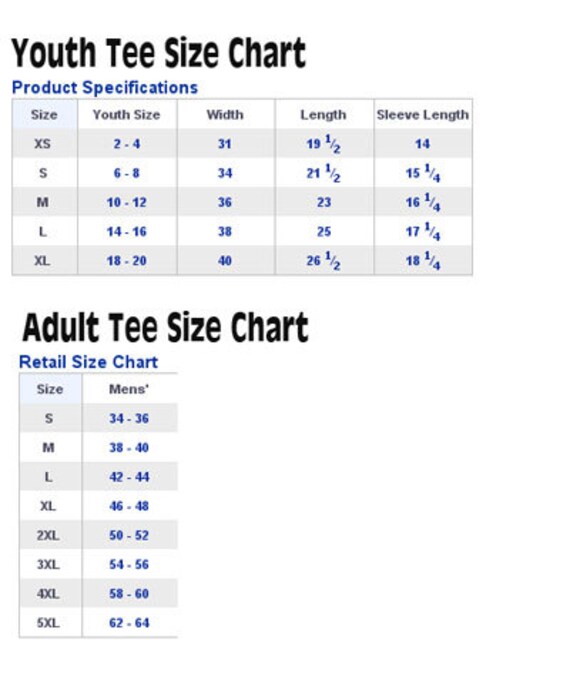 Gildan Youth Size Chart Age