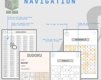 100 Advanced Sudoku Puzzles PDF–Digital Download with Hyperlinks – Printable Mind Games for All Ages - ReMarkable Template+Printable Version