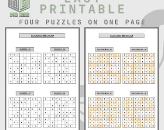 400 Sudoku Puzzles PDF–Digital Download – Printable Mind Games for All Ages - ReMarkable Template+Printable Version - Easy printable