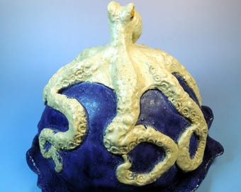 White Octopus on Domed Purple Dish