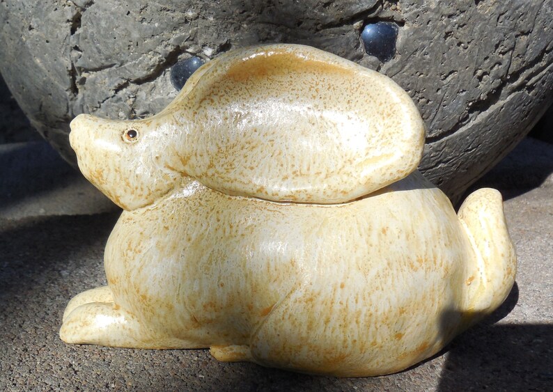 Hand Built Clay Rabbits Hand Built Clay Rabbit: Golden Yellow Glaze, Serene Bunny - Etsy