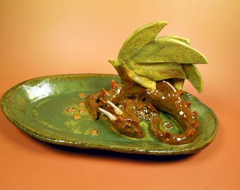 Dragon with Jewels on Oval Dish