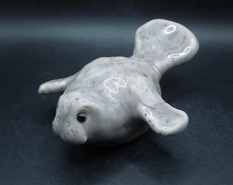 Handmade Clay Manatee Figurine