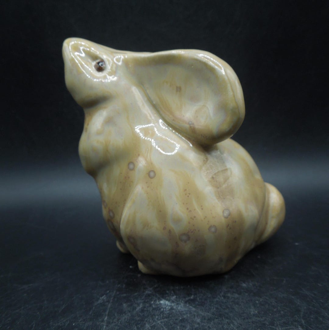 Hand Built Clay Rabbits Hand Built Clay Rabbit: Amber Ceramic Figurine - Etsy