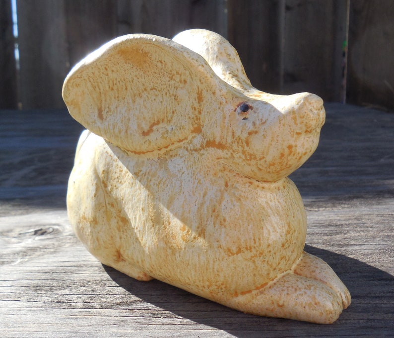 Hand Built Clay Rabbits Hand Built Clay Rabbit: Golden Yellow Glaze, Serene Bunny - Etsy