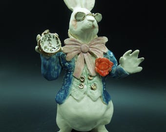 White Rabbit in Blue with Spectacles