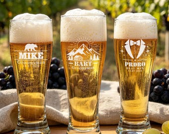 Bicchiere da birra personalizzato per testimoni dello sposo, bicchiere da birra inciso per la festa di matrimonio, regalo per testimone e testimone, ricordo di nozze personalizzato, regalo per lo sposo