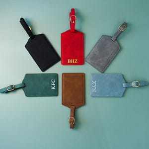 Personalized Vegan Leather Luggage Tag, Engraved Monogram Luggage Tag, Custom Luggage Tag, Monogram Suitcase Tag, Party Favors, Travel Gifts