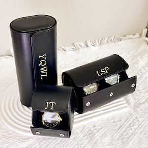 Personalized Leather Watch Box,Watch Roll for 3 Watches,Customized Leather Watch Case,Leather Watch Case,Unique gifts for boyfriend