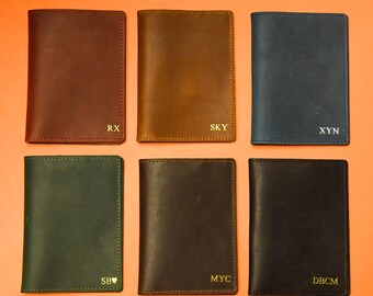 Porta pasaporte de cuero personalizado - Funda para pasaporte personalizada y juego de etiquetas para equipaje / Regalo para viajeros, regalos de San Valentín para parejas