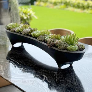 Canoe Planter, 48&quot; Long Concrete Centerpiece, Minimalist Modern Sculptural Decor