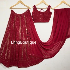 Maroon Lehenga choli for Women indian Designer Function Wear party Wear Reception Wear Chaniya choli For girls bollywood Style indian outfit