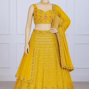 Yellow Lehenga Choli for Women – Indian Designer Wedding, Party & Reception Wear – Bollywood Style Chaniya Choli Lengha Outfit
