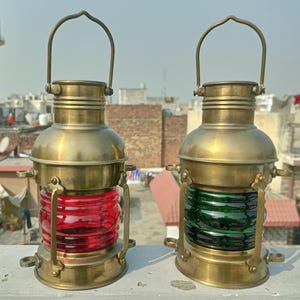 Lampes à huile de navire ancre en laiton (Ensemble de 2) - Lanternes marines nautiques