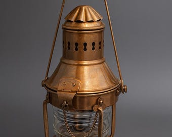 アンティーク真鍮アンカーオイルランプヴィンテージマリンランタン航海