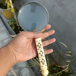Lente d'ingrandimento vintage con manico in osso - Lente decorativa fatta a mano per la lettura, regalo da collezione, accessorio da scrivania in stile antico
