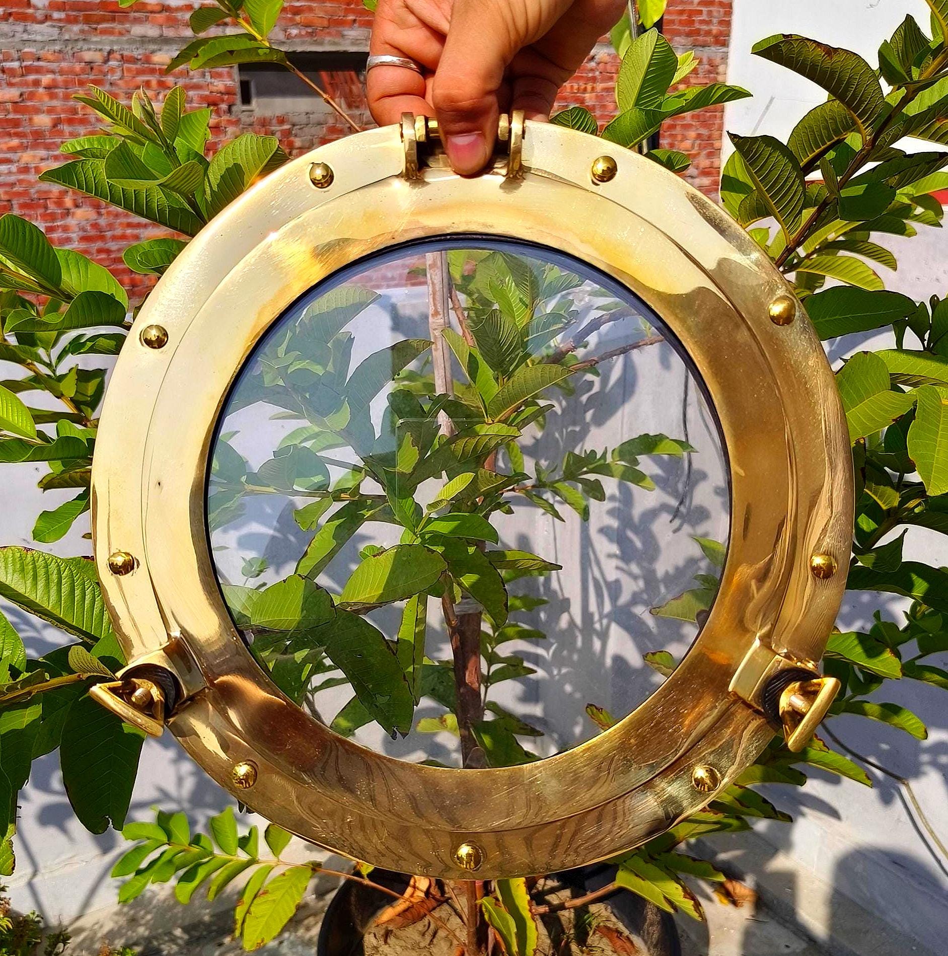 アンティーク風 船舶 真鍮（ブラス）丸窓舷窓ミラー ご確認用◇ 舷窓