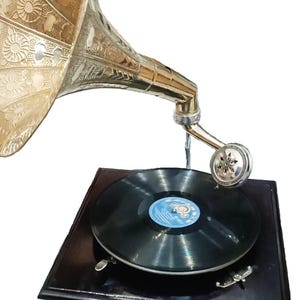 Antique HMV Gramophone | Fully Functional Wind-Up Phonograph Record Player | Vintage Home Decor & Collectible Music Gift