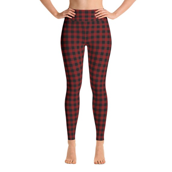 Check Red and Black Plaid Lumberjack Yoga Leggings Yoga Etsy