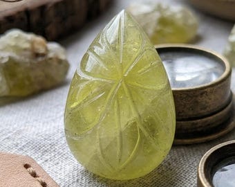 Cabujón de cuarzo limón natural tallado, piedra preciosa suelta en forma de pera, piedra preciosa de cuarzo limón para hacer joyas.
