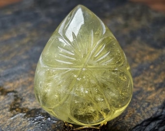 Cabujón de cuarzo limón natural tallado, piedra preciosa suelta en forma de pera, piedra preciosa de cuarzo limón para hacer joyas.