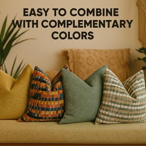 Green Chenille Euro Sham Cover: Boho Textured Decorative Pillow