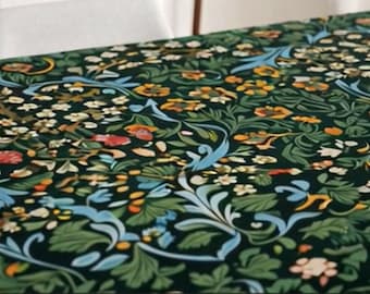 William Morris Style Tablecloth: Vintage Floral Table Linen, Custom Sizes