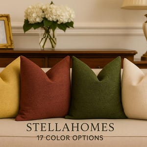 Green Linen Pillow Cover: 18x18 Throw Cushion, Euro Sham