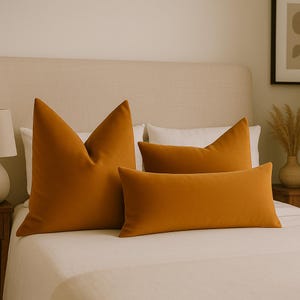 Caramel Velvet Pillow Cover: Boho Lumbar, Euro Sham Accent Cushion