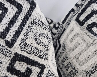 Handmade Boho Chic Throw Pillow • Black and White Geometric Euro Sham
