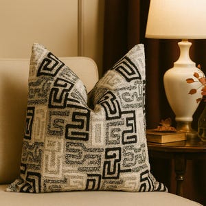 Handmade Geometric Pillowcase: Modern Boho Chic Black & White Cushion